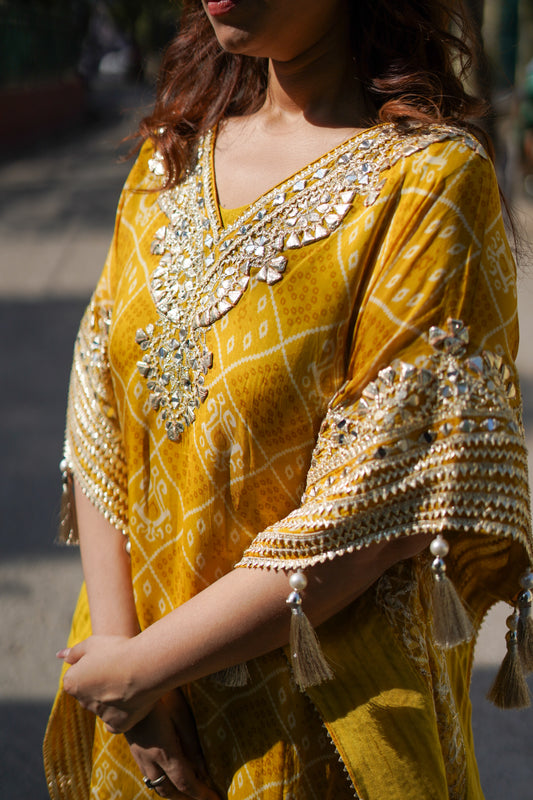 Mira Gold Kaftan Set